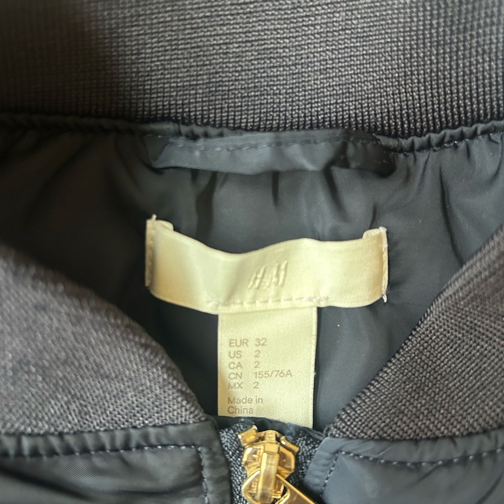 H&M Silky Navy/Gold Bomber Jacket With Ruching - Picture 7 of 10
